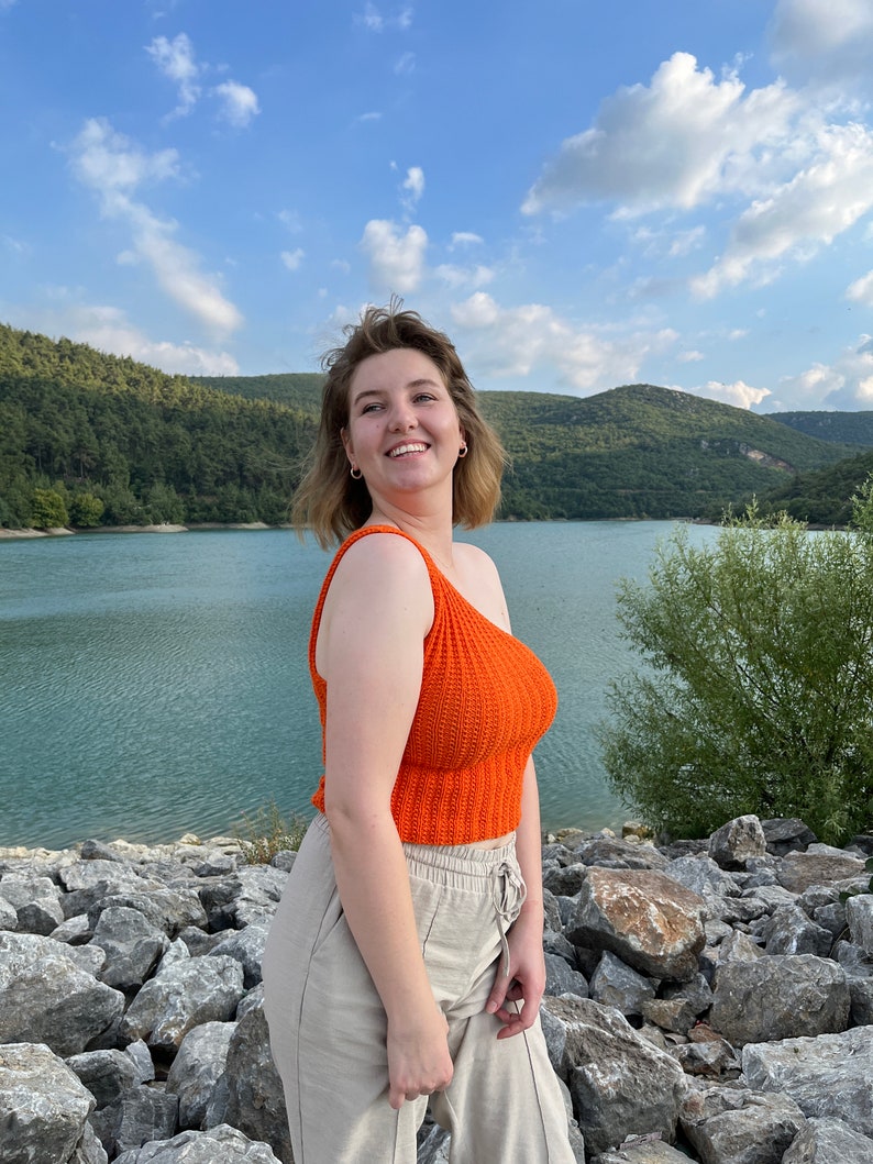 Handmade Crochet Crop Top, Double Sided Cotton Tank, Beachwear Bralette