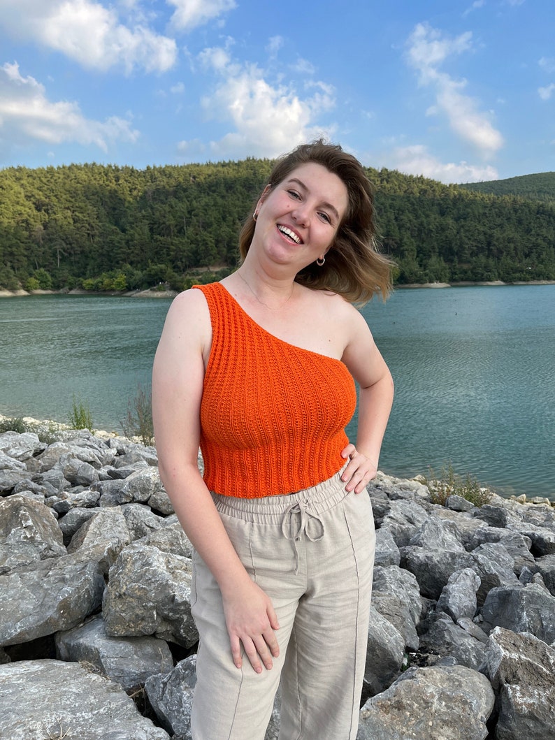 Handmade Crochet Crop Top, Double Sided Cotton Tank, Beachwear Bralette